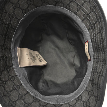 Gucci GG Supreme Monogram Textured Dollar Calfskin GG Blackie Fedora Hat S Grey Black Graphite 7 of 9