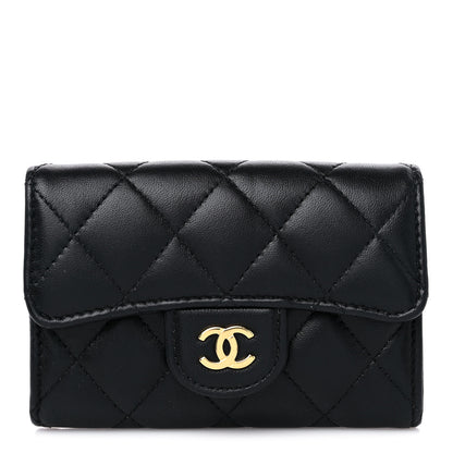 Chanel Lambskin Quilted Flap Card Holder Wallet Black 1 of 8