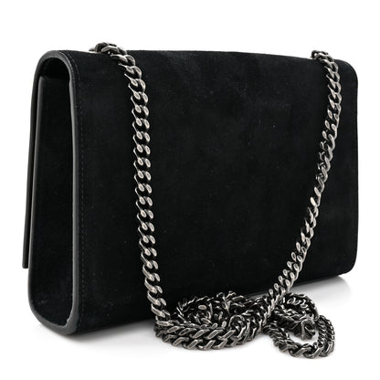 Saint Laurent Suede Small Monogram Stone Studded Kate Satchel Black Turquoise Coral 3 of 13