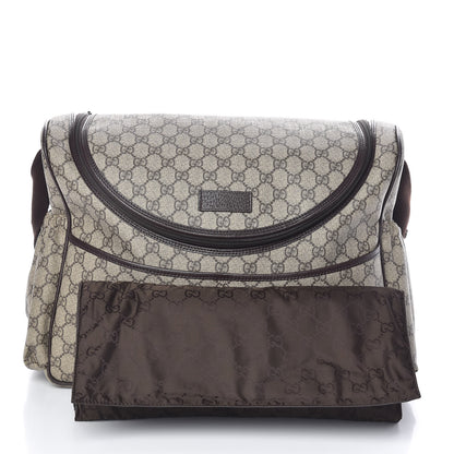 Gucci GG Supreme Monogram Selleria Calfskin Large Diaper Bag Beige Ebony Cocoa Dark Chocolate 6 of 10