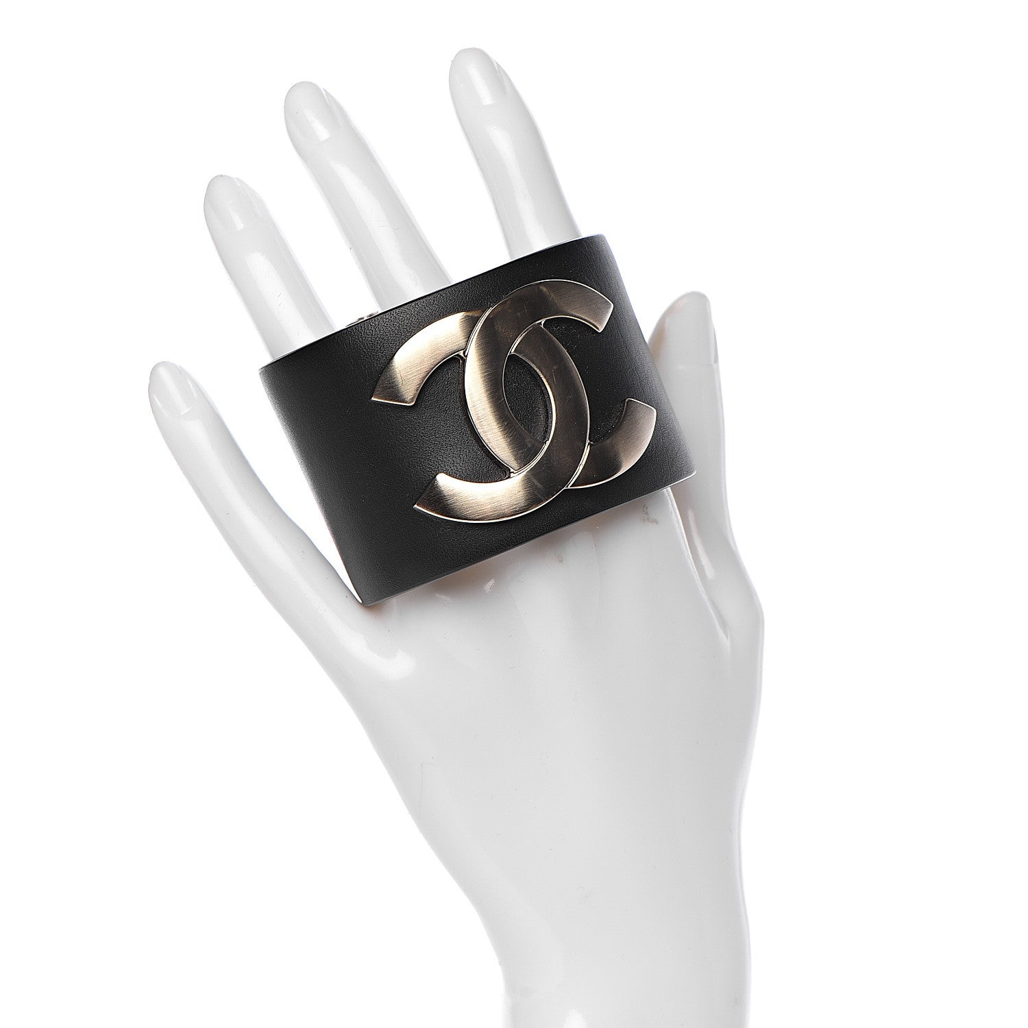 Chanel Calfskin CC Wide Cuff M Black 2 of 9