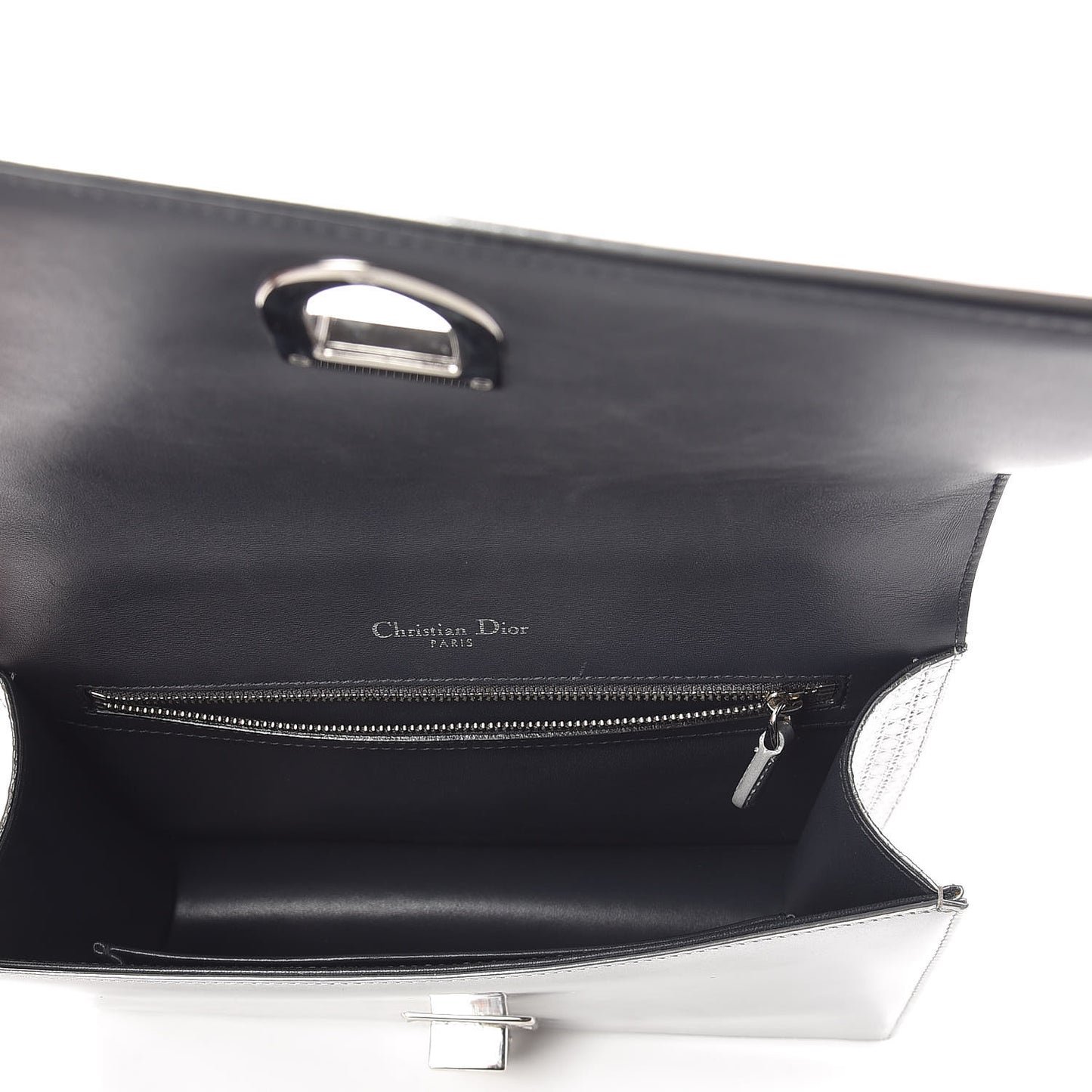 Metallic Patent Micro-Cannage Medium Diorama Flap Bag Silver