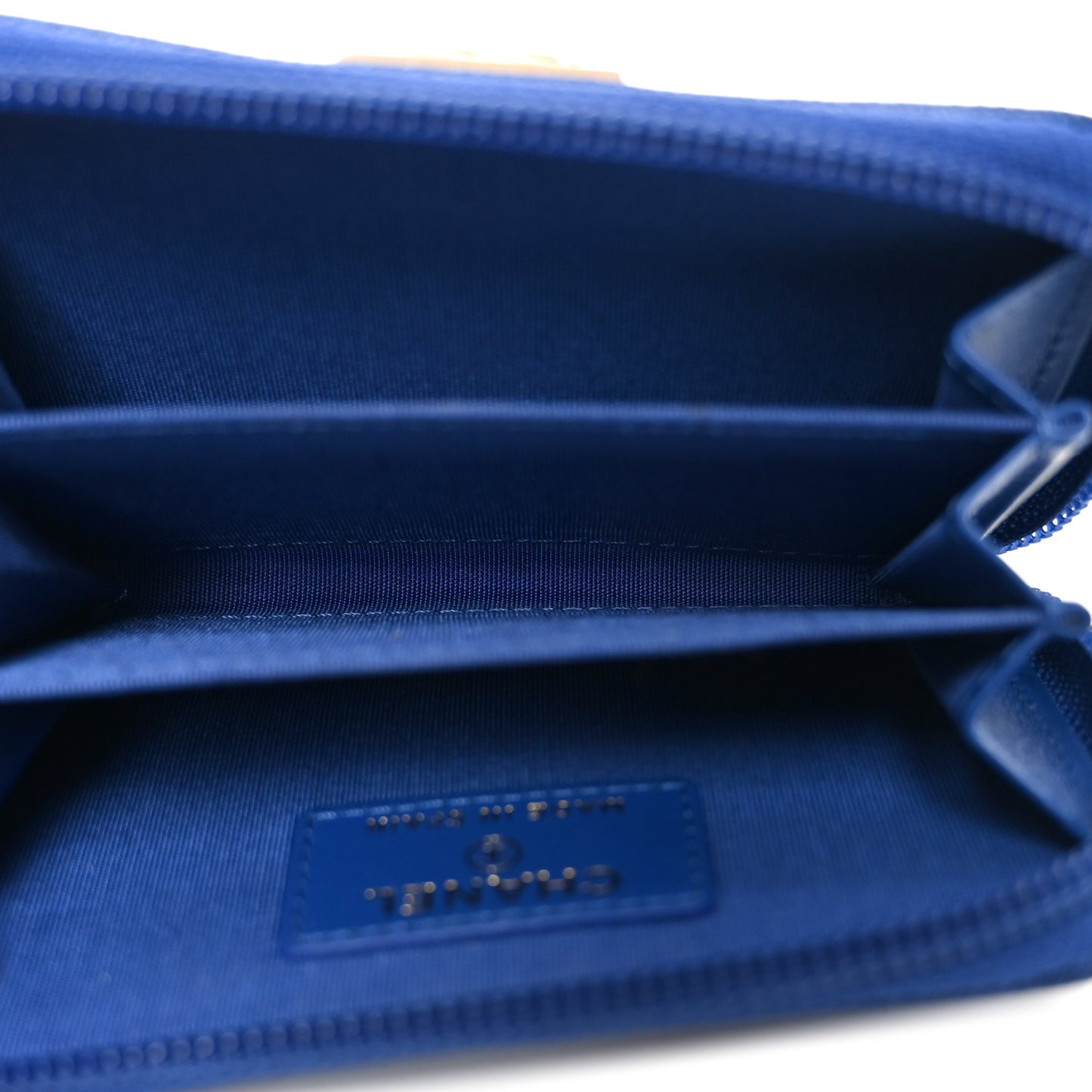 Caviar Quilted Boy Zip Around Coin Purse Wallet Blue