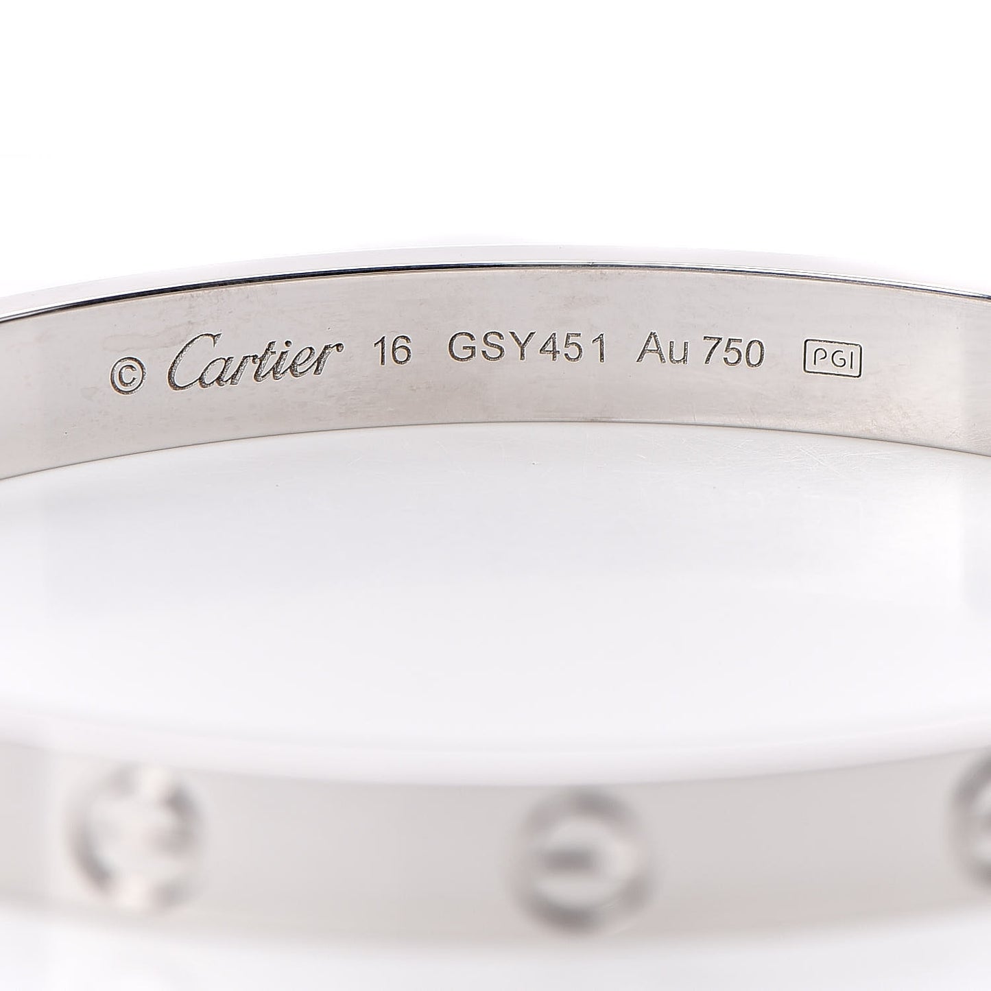 18K White Gold LOVE Bracelet 16