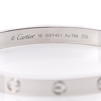 Cartier 18K White Gold LOVE Bracelet 16 5 of 7