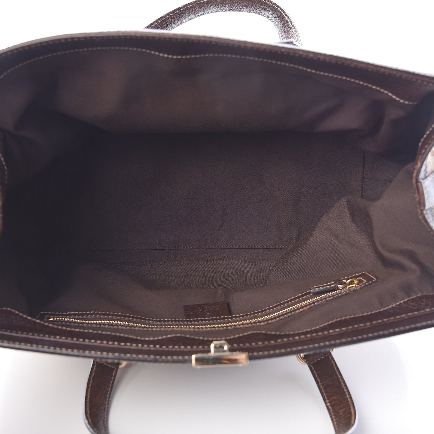 Horsebit Canvas Large Treasure Boston Tote Dark Brown