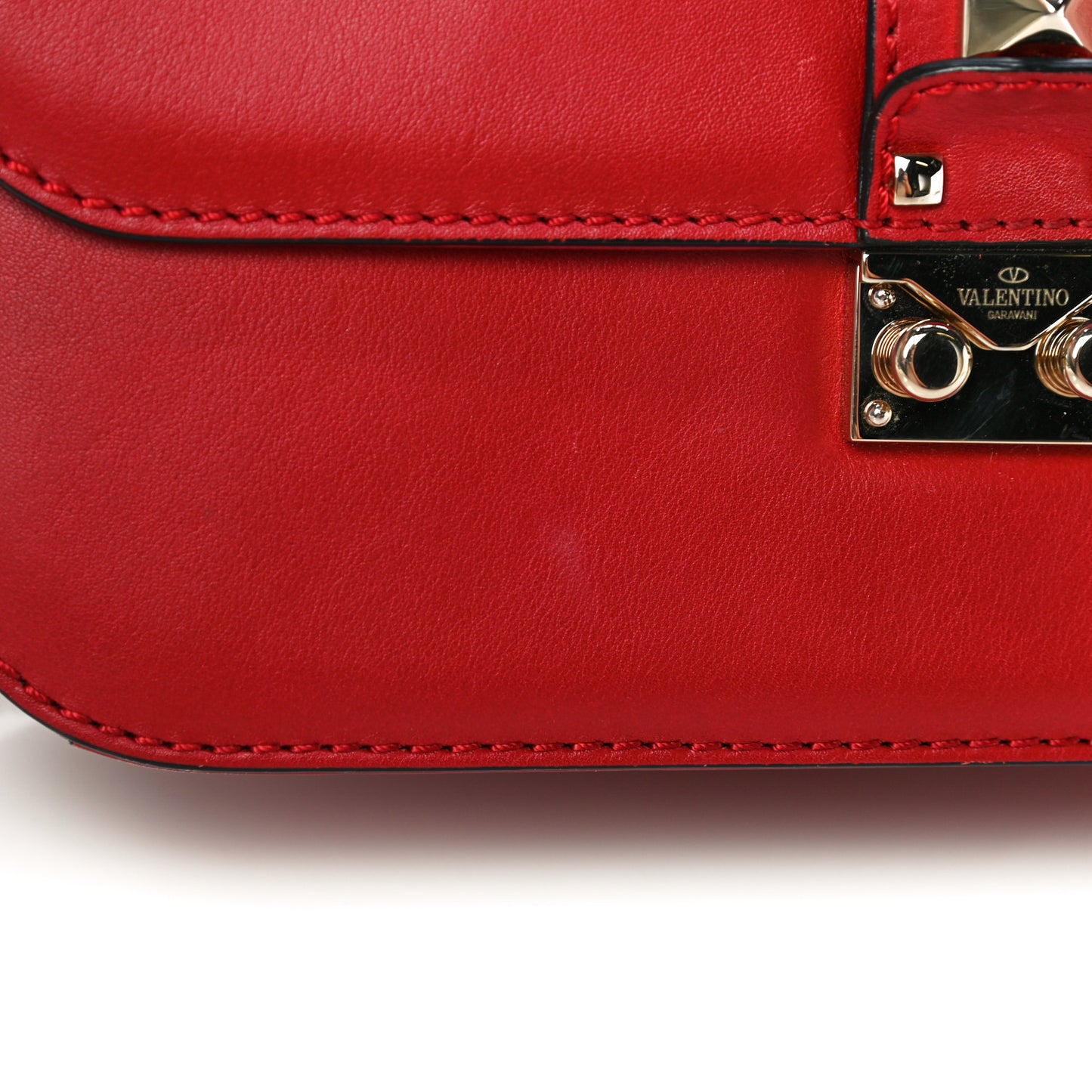 Vitello Medium Glam Lock Rockstud Flap Red