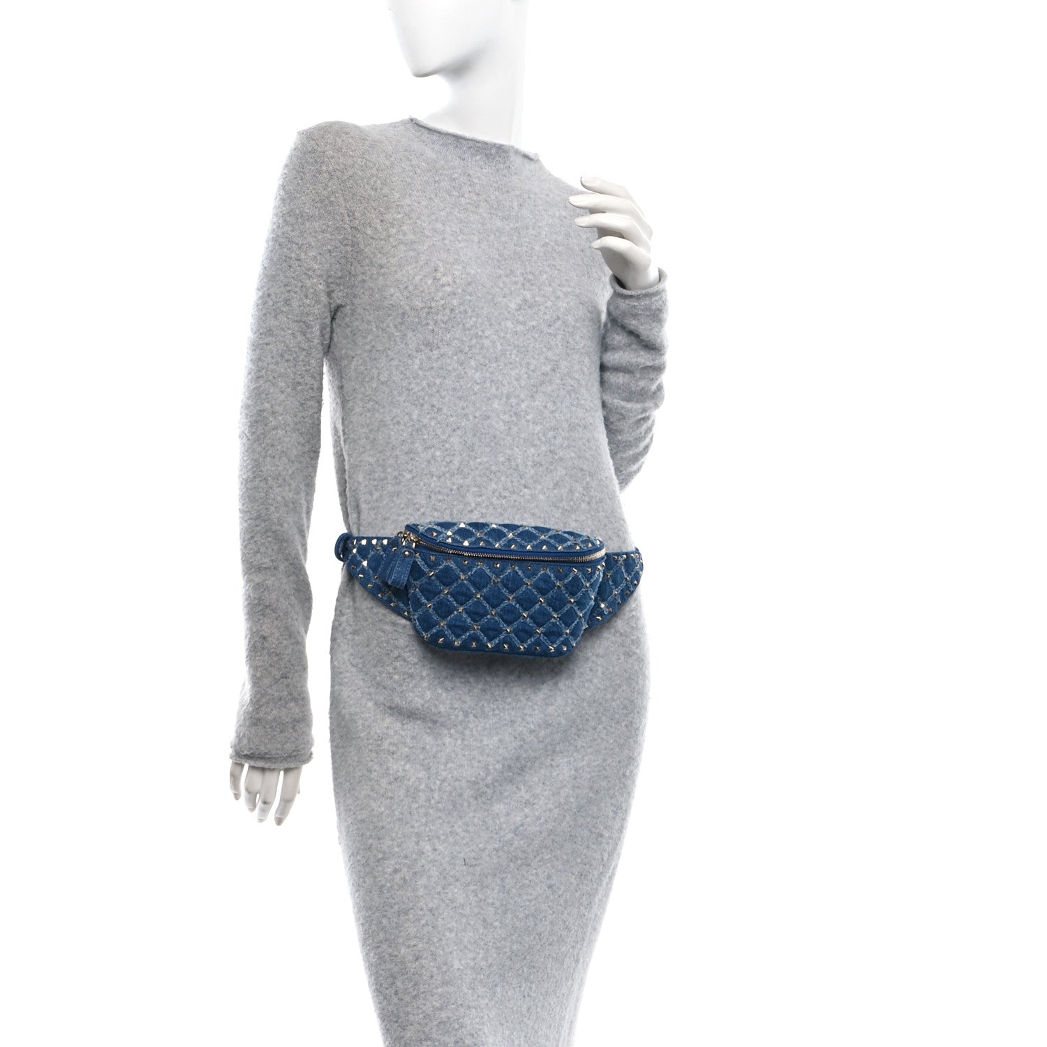 Valentino Garavani Denim Rockstud Spike Belt Bag 95 Denim 3 of 9