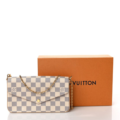 Louis Vuitton Damier Azur Pochette Felicie Chain Wallet Rose Ballerine 10 of 10