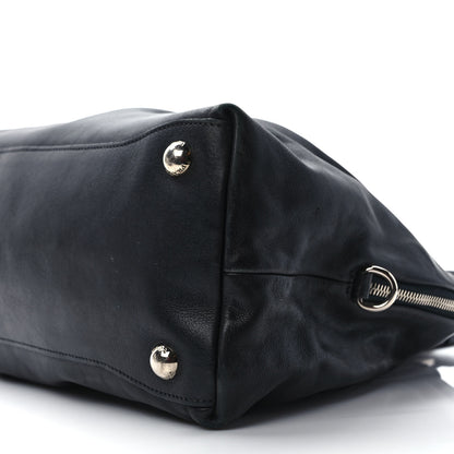 Prada Soft Calf Pleated Tote Black 7 of 9