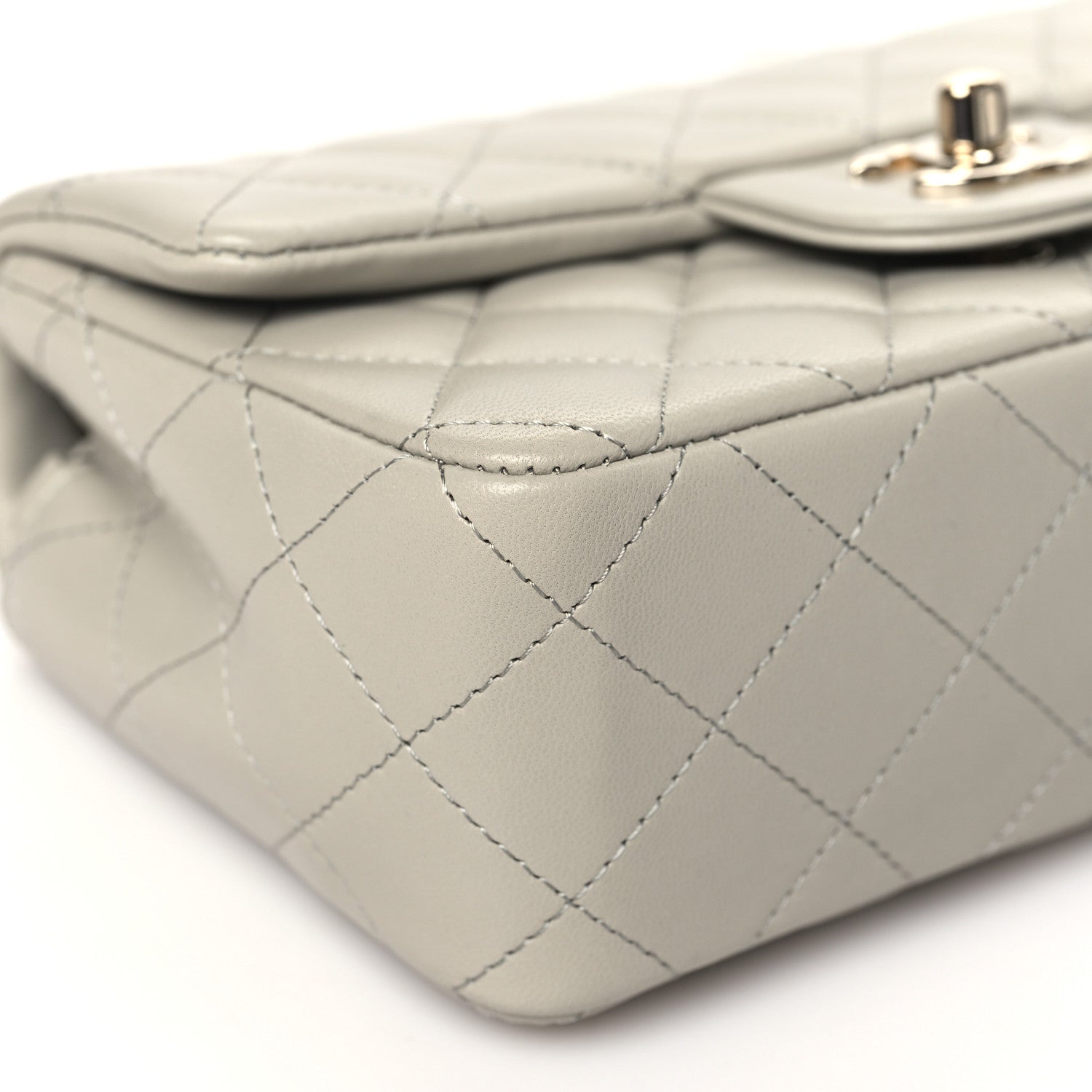 Chanel Lambskin Quilted Mini Rectangular Flap Grey 9 of 11