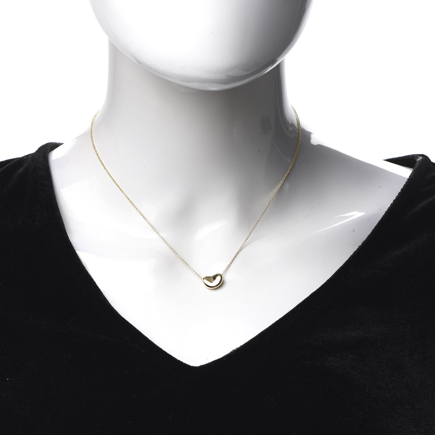 Tiffany 18K Yellow Gold 12mm Elsa Peretti Bean Pendant Necklace 2 of 5