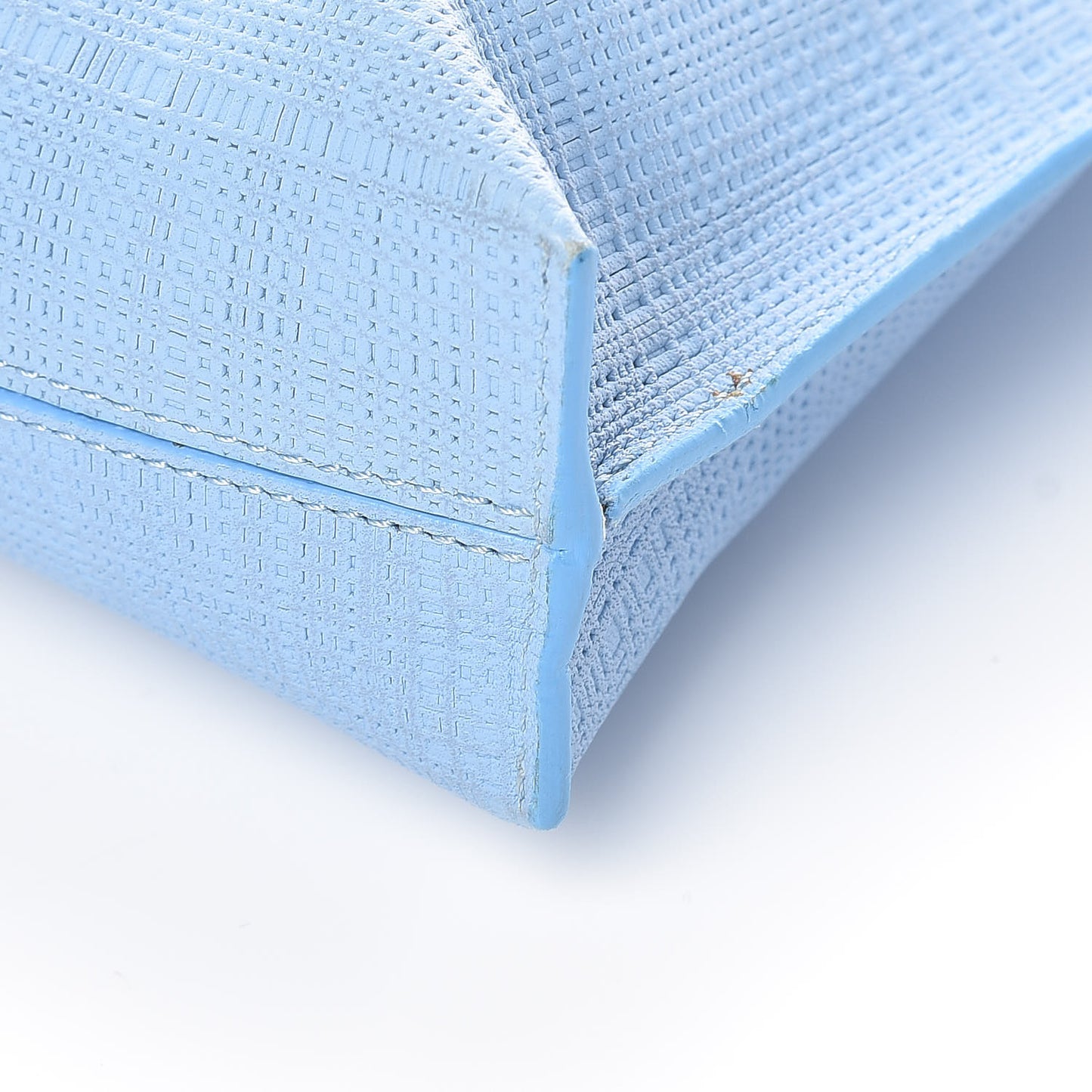 Calfskin Linen Embossed Large T Pouch Light Blue