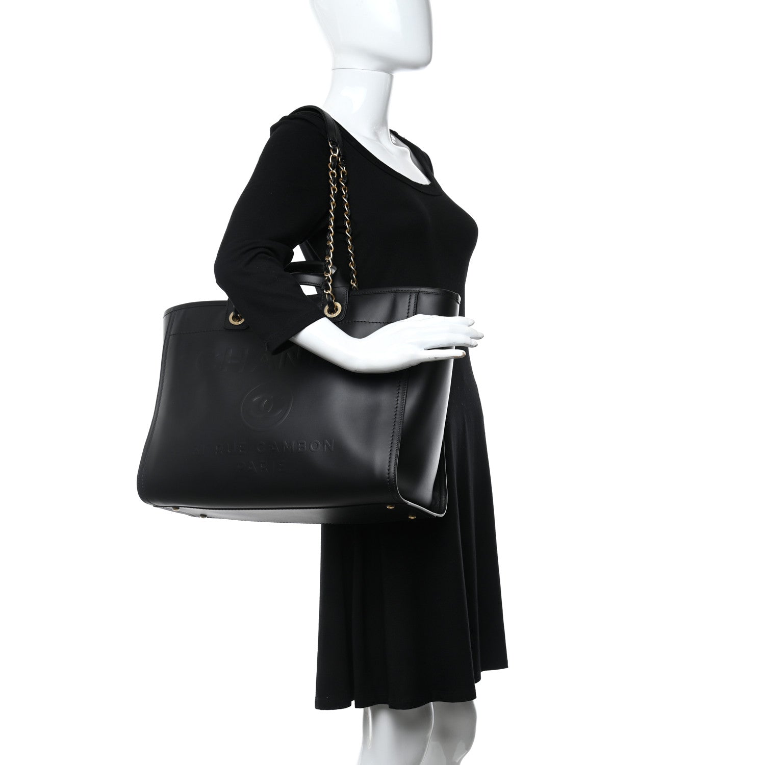 Chanel Calfskin Medium Deauville Tote Black 2 of 15
