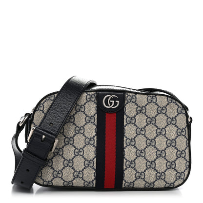 Gucci GG Supreme Monogram Textured Dollar Calfskin Web Small Ophidia Camera Bag Beige Blue 1 of 13