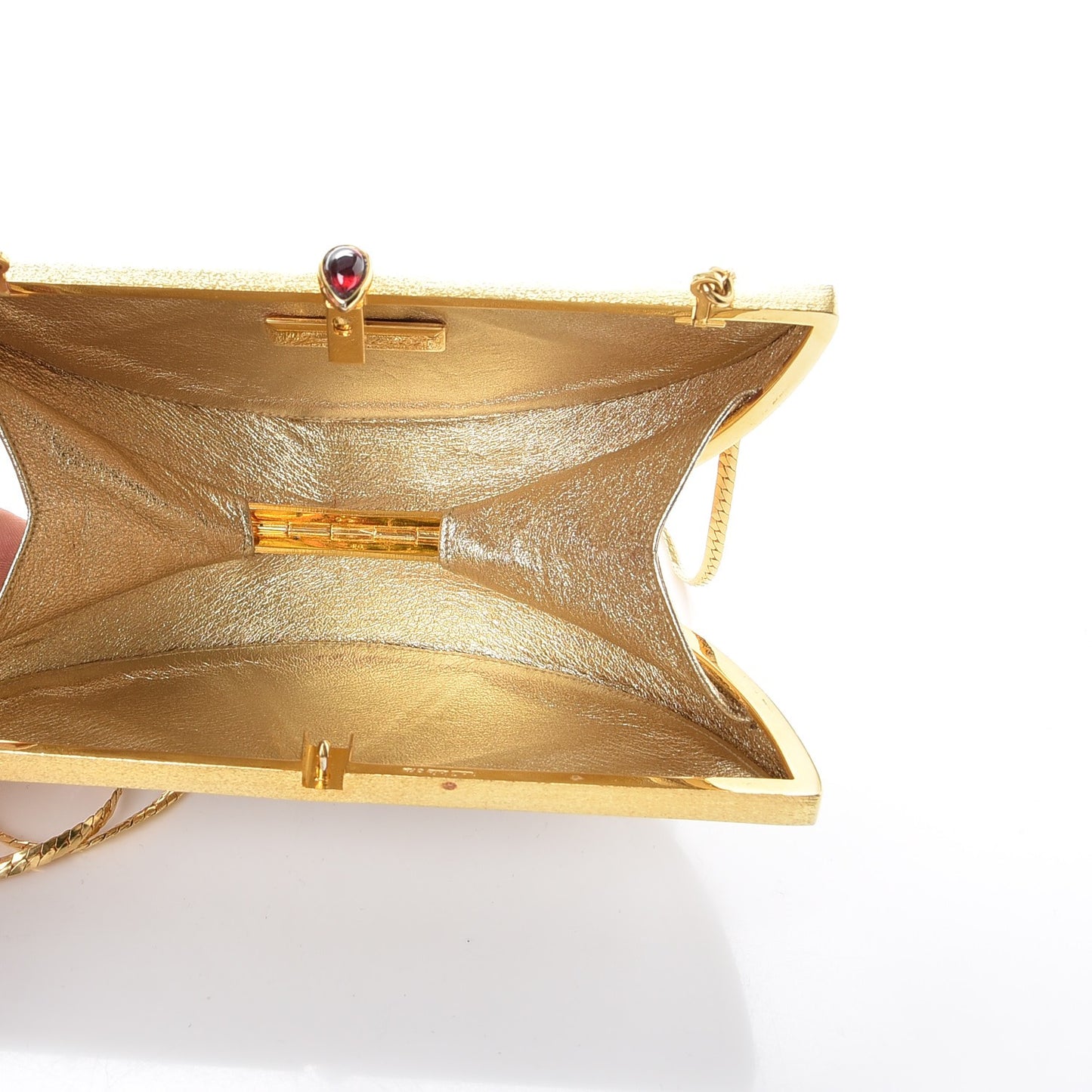 Crystal Watermelon Slice Minaudiere Clutch Gold