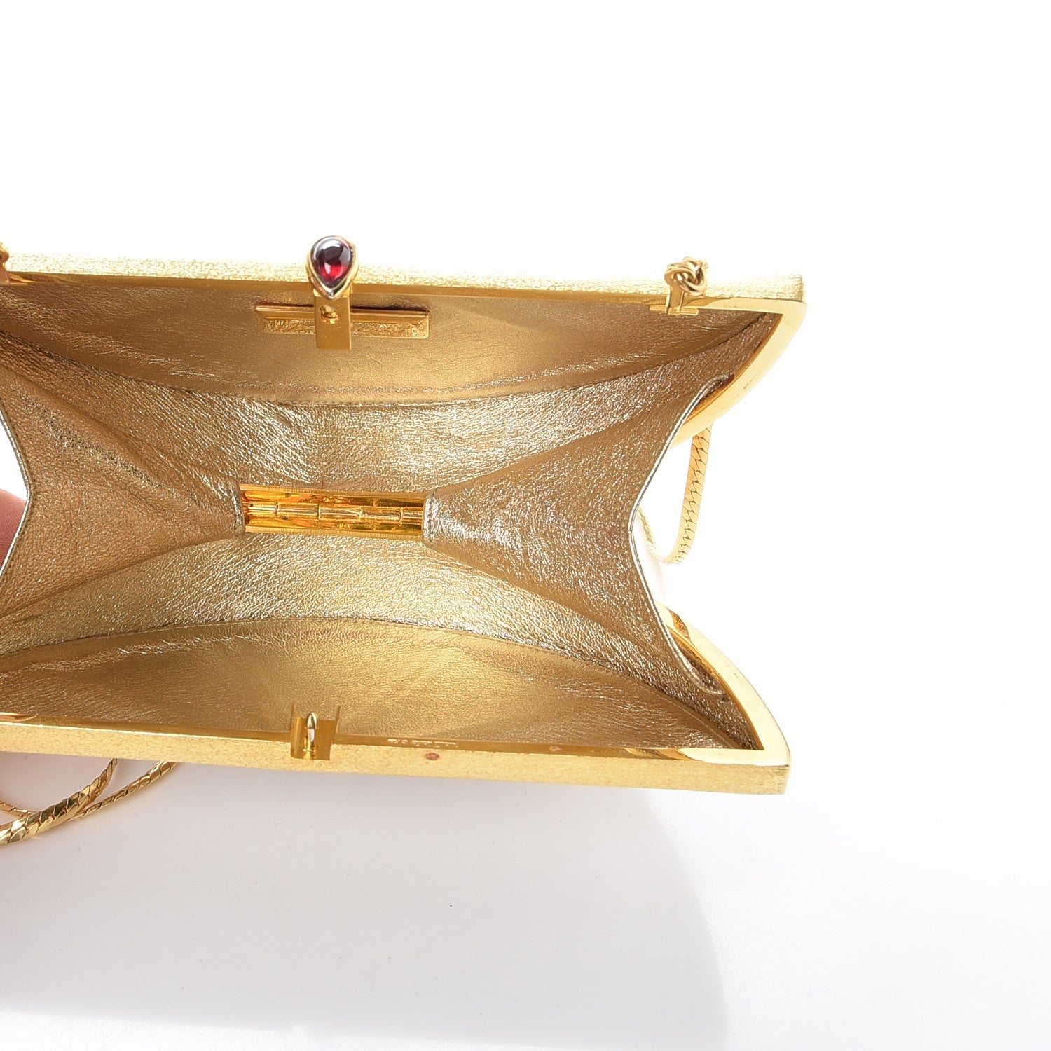 Judith Leiber Crystal Watermelon Slice Minaudiere Clutch Gold 7 of 8