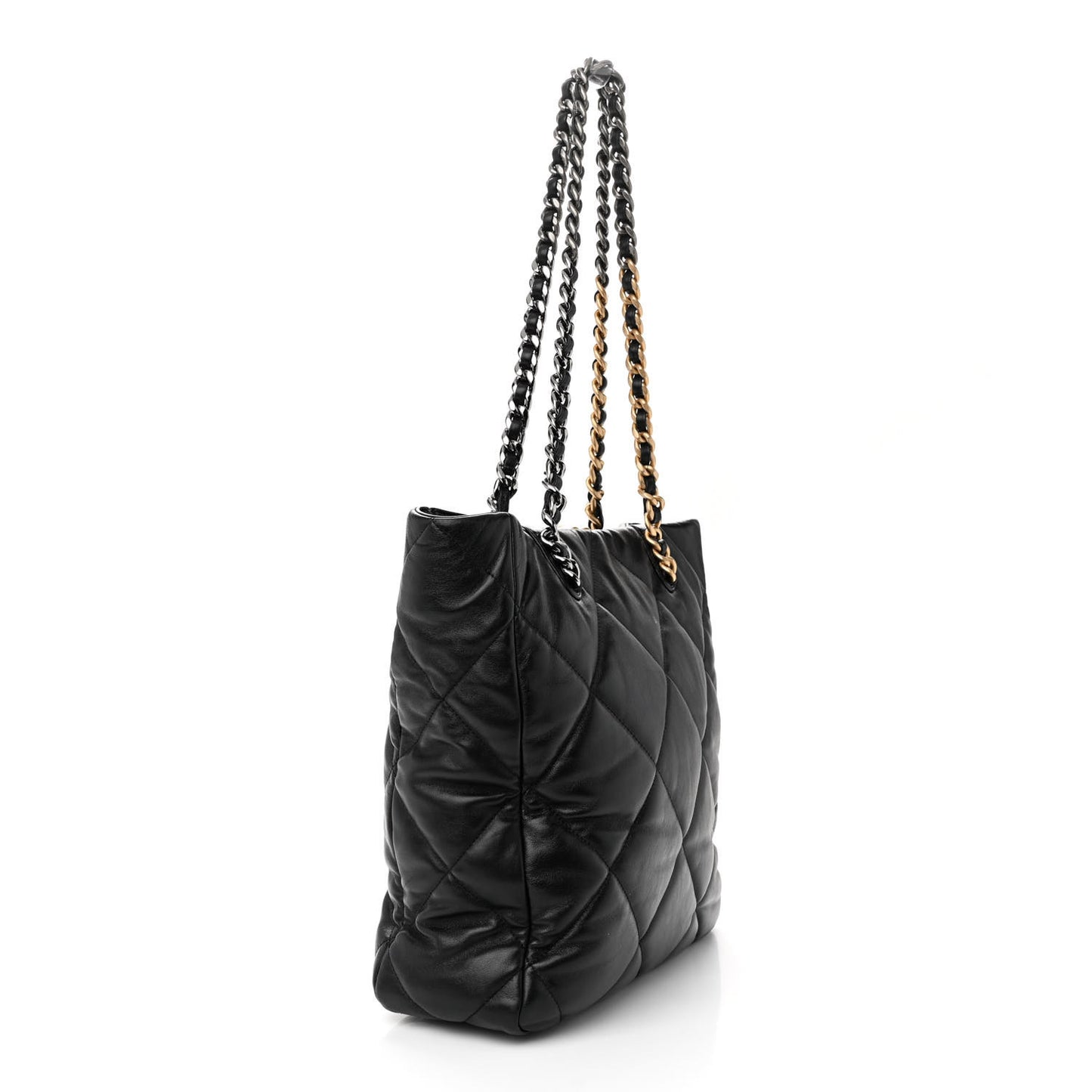 Lambskin Quilted Chanel 19 Shopping Bag Black