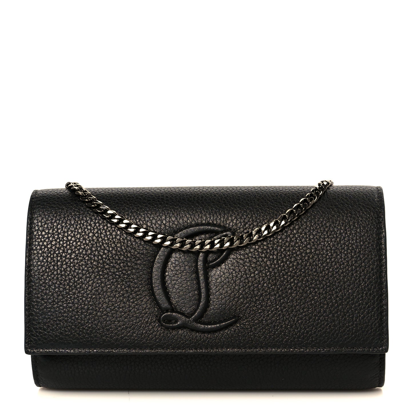 Grained Calfskin By My Side Wallet On Chain Black