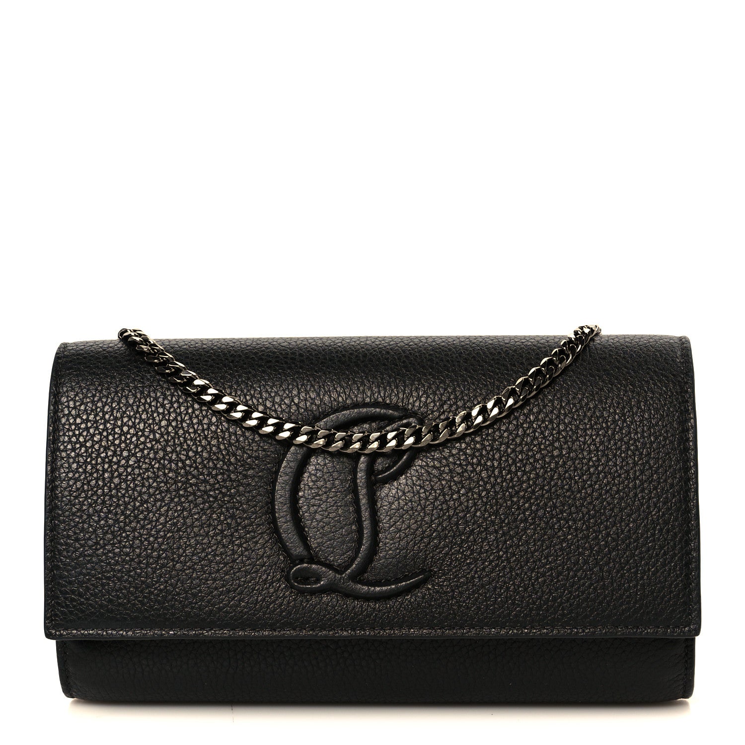 Christian Louboutin Grained Calfskin By My Side Wallet On Chain Black 1 of 11