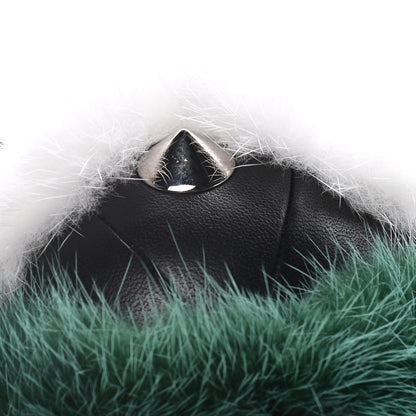 Fendi Mink Goat Fur QuTweet Cucaoo Bag Bug Charm Green White 5 of 5