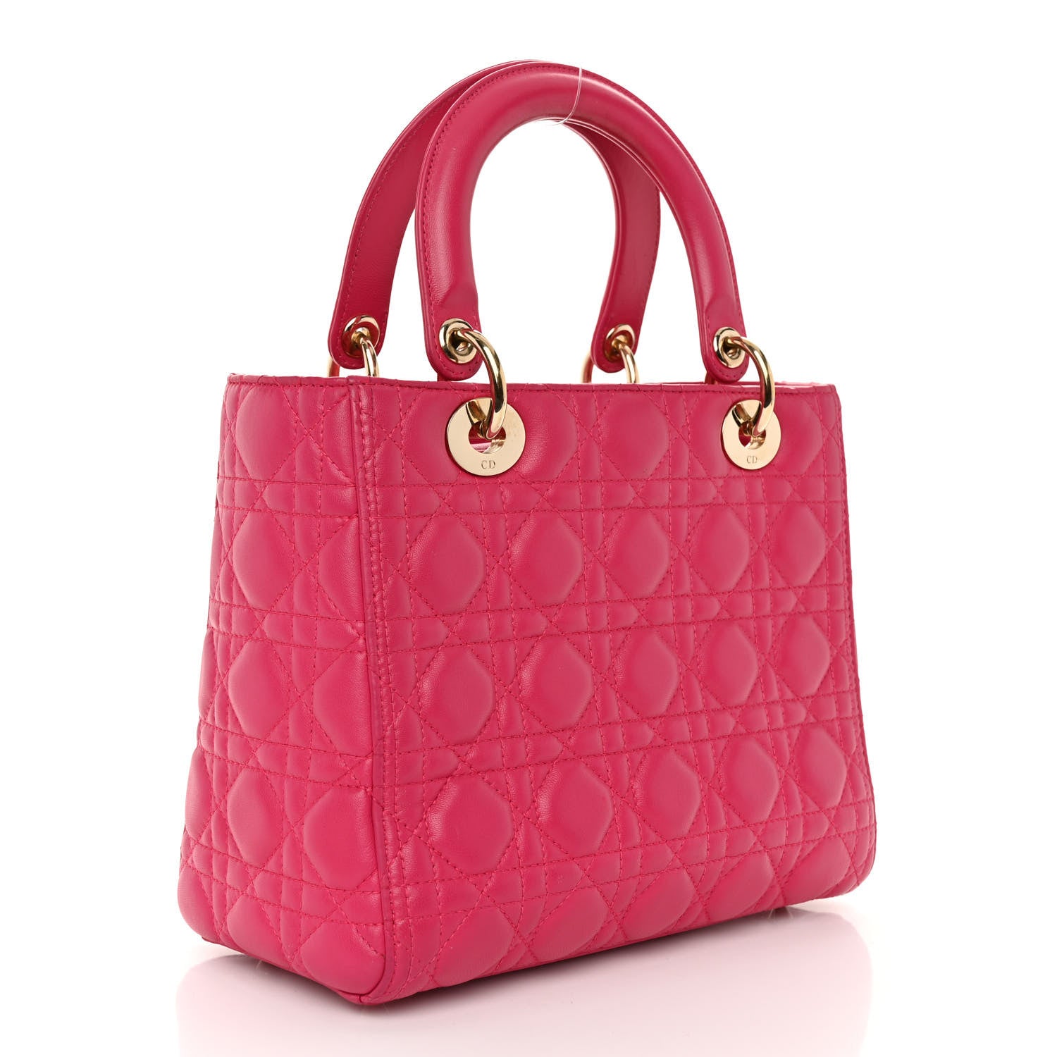 Christian Dior CHRISTIAN DIOR Lambskin Cannage Medium Lady Dior Fuchsia 3 of 10