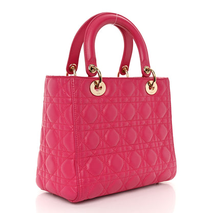 Christian Dior CHRISTIAN DIOR Lambskin Cannage Medium Lady Dior Fuchsia 3 of 10