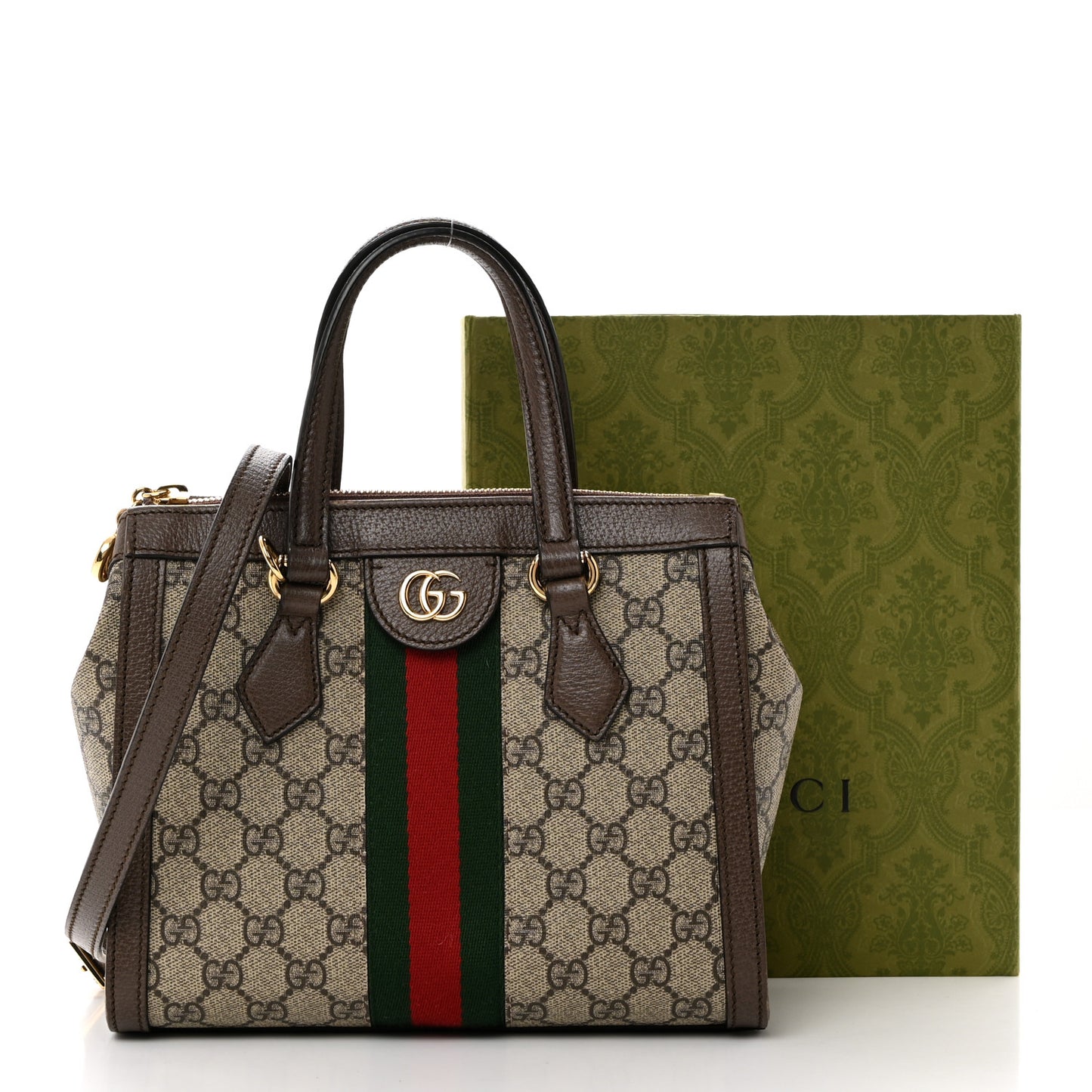 GG Supreme Monogram Small Ophidia Tote Bag Brown