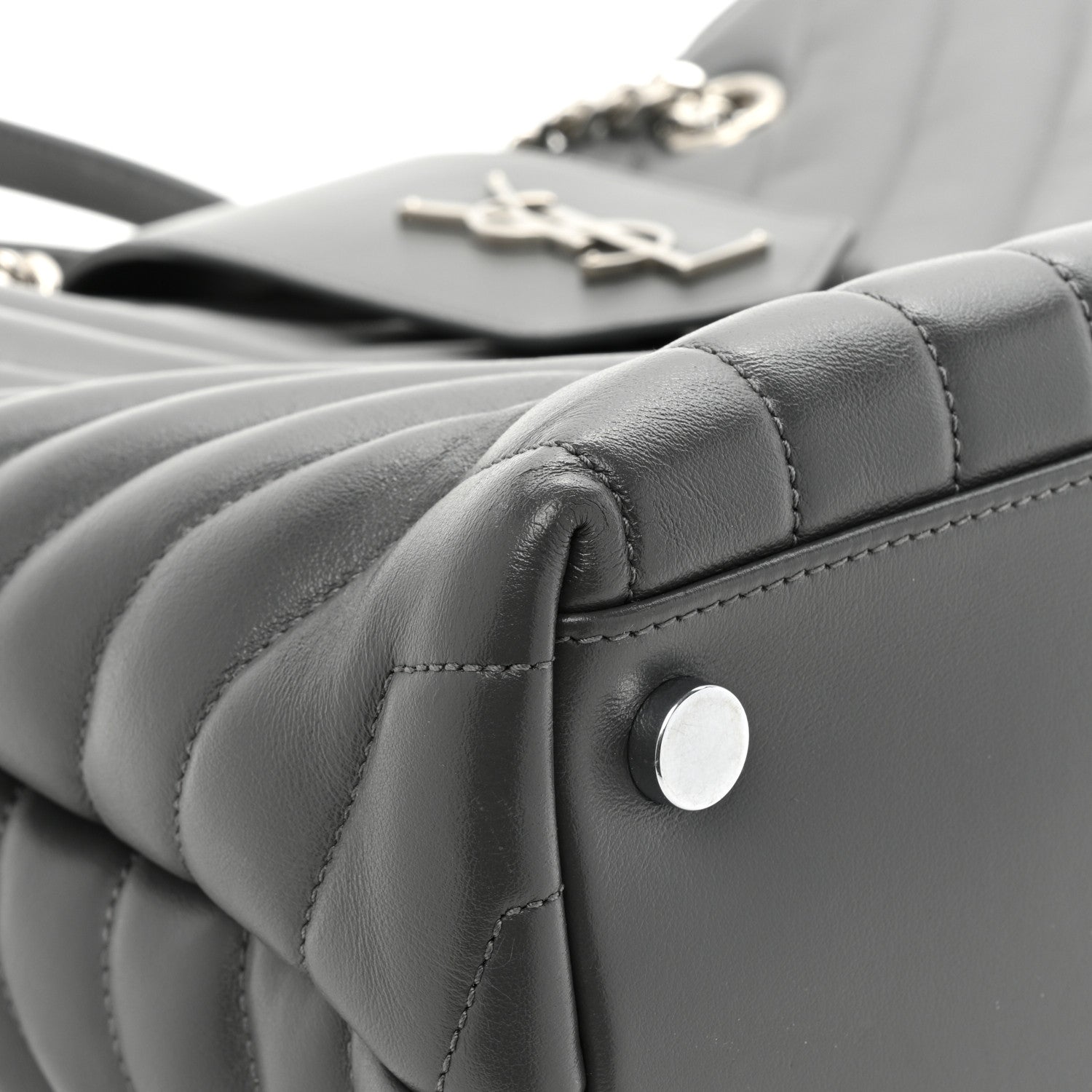 Saint Laurent Calfskin Y Quilted Monogram Large Loulou Shopper Storm 13 of 17