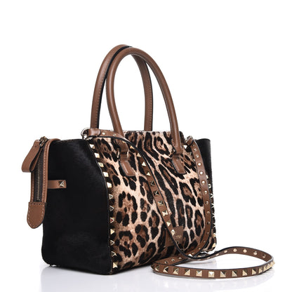 Valentino Garavani Calf Hair Mini Rockstud Double Handle Tote Leopard 5 of 10