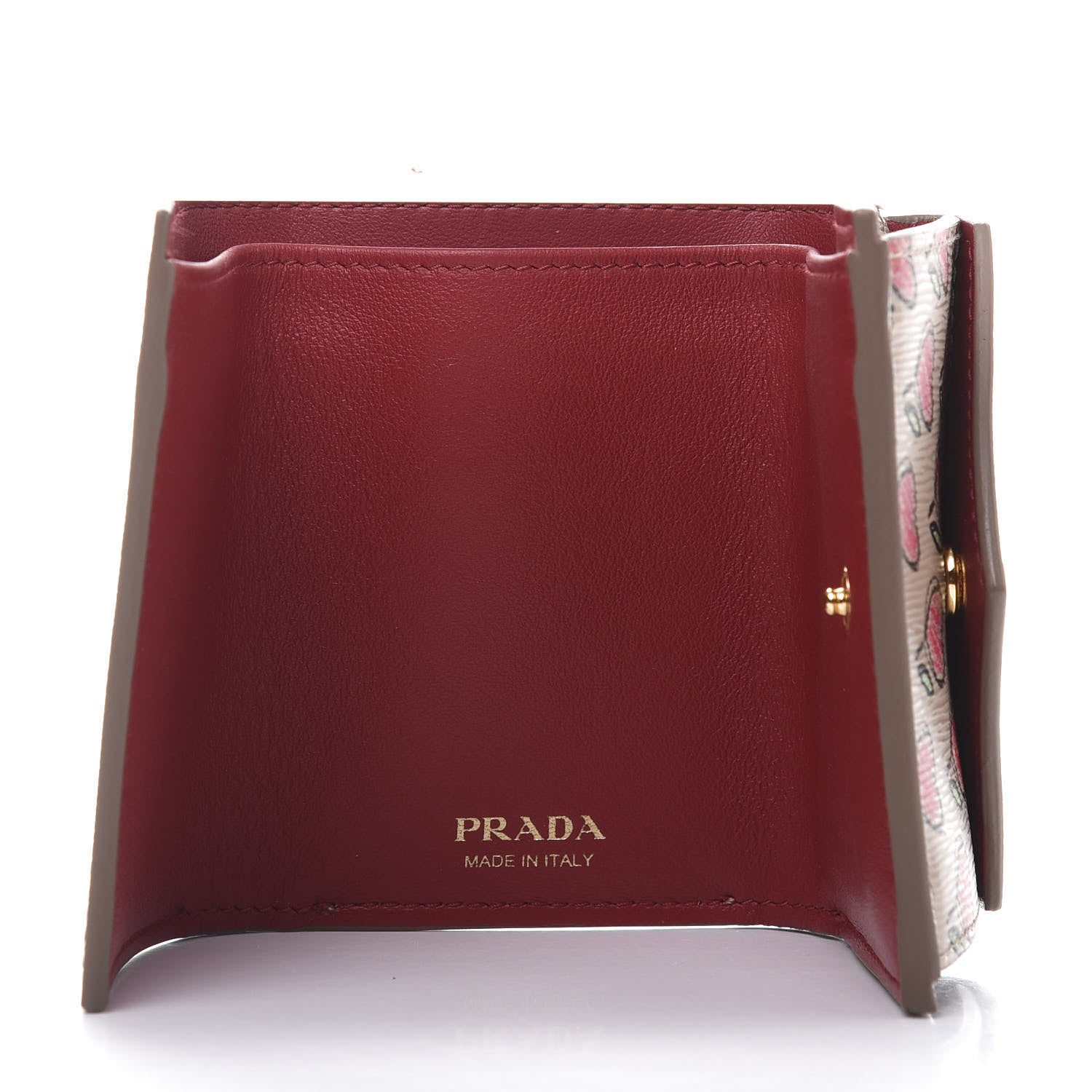 Prada Vitello Move Love Print Envelope Tri-Fold Wallet Cipria 5 of 9