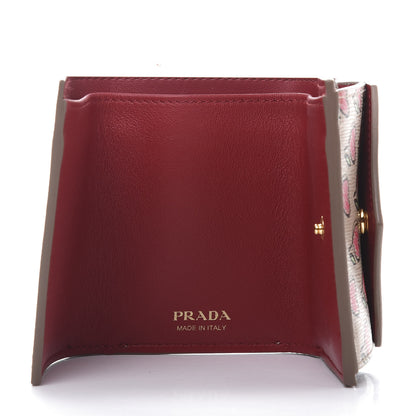 Prada Vitello Move Love Print Envelope Tri-Fold Wallet Cipria 5 of 9