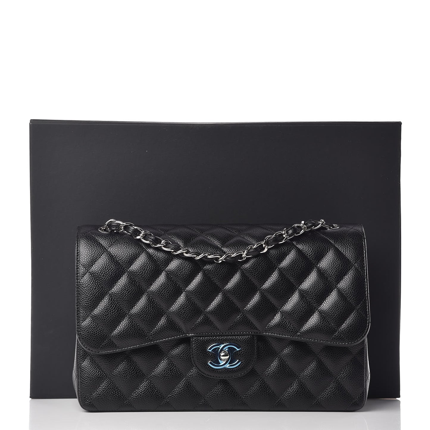 Caviar Quilted Jumbo Double Flap Black