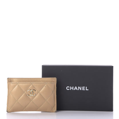Chanel Metallic Lambskin Quilted Card Holder Beige 8 of 9