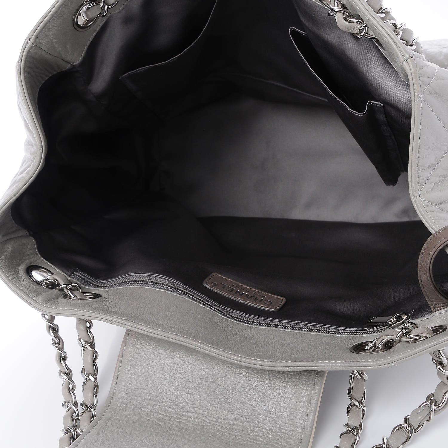 Chanel Glazed Lambskin Quilted North South Large Tote Grey 5 of 11