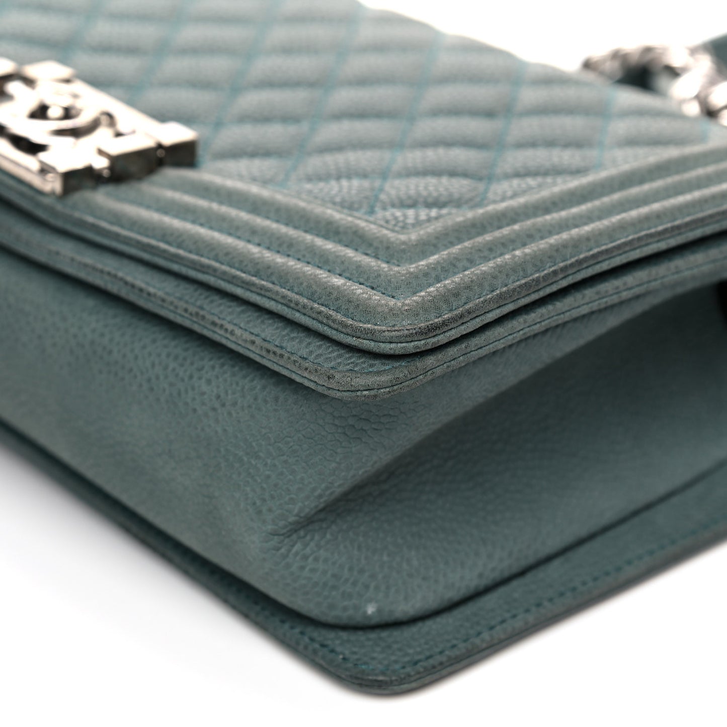 Caviar Quilted Medium Boy Flap Vert Fonce