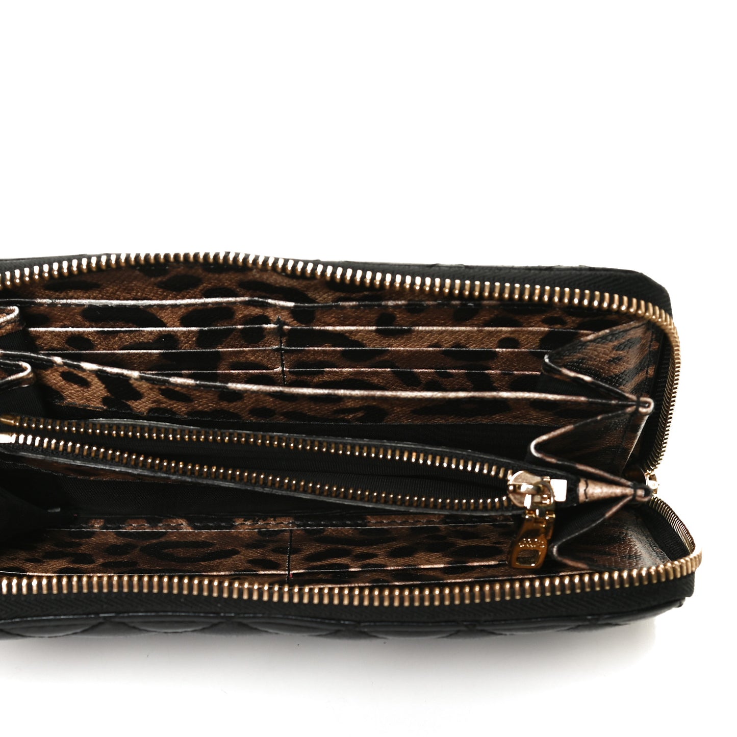 Calfskin Quilted Zip Around Wallet Black