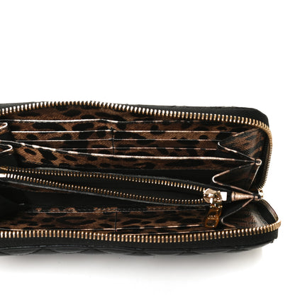 Dolce & Gabbana Calfskin Quilted Zip Around Wallet Black 5 of 10