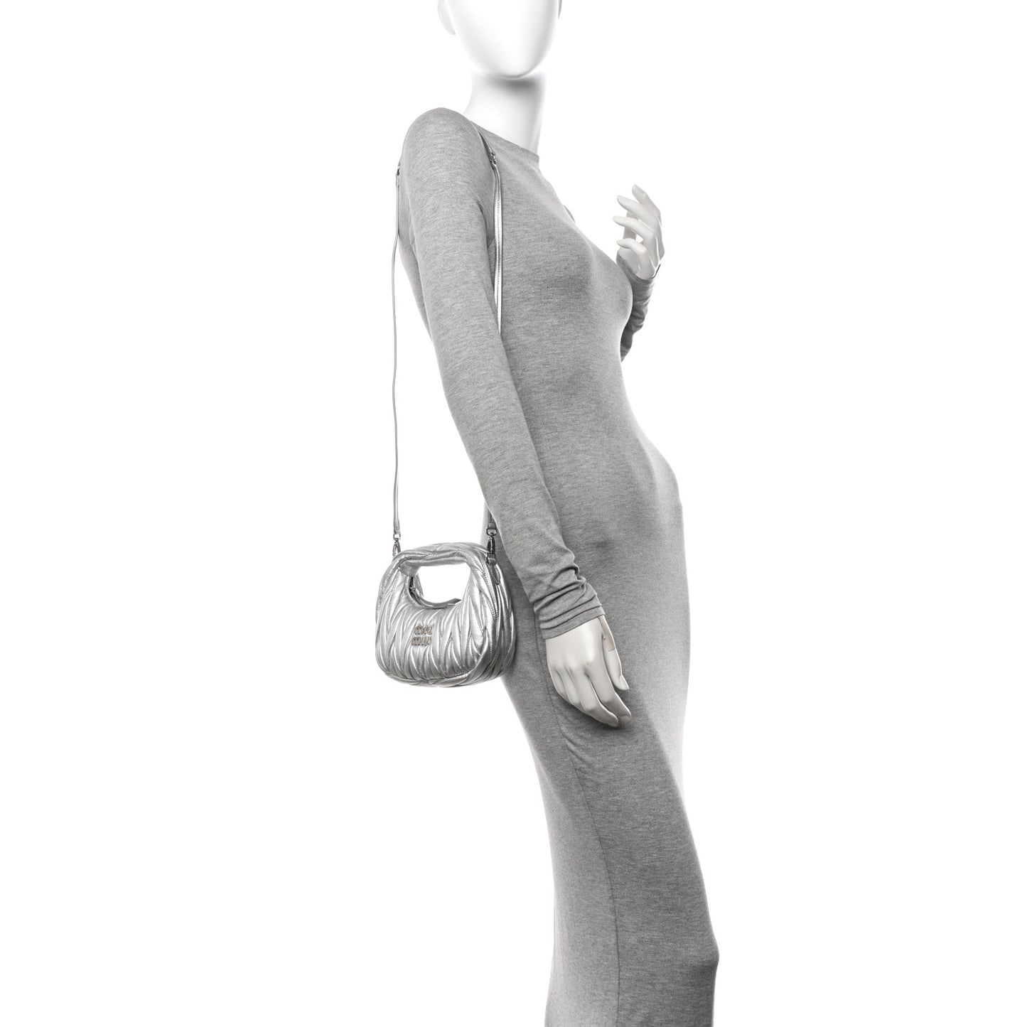 Metallic Nappa Matelasse Mini Wander Hobo Silver