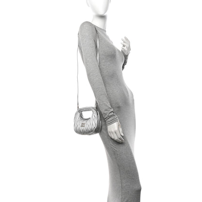 Miu Miu Metallic Nappa Matelasse Mini Wander Hobo Silver 2 of 9