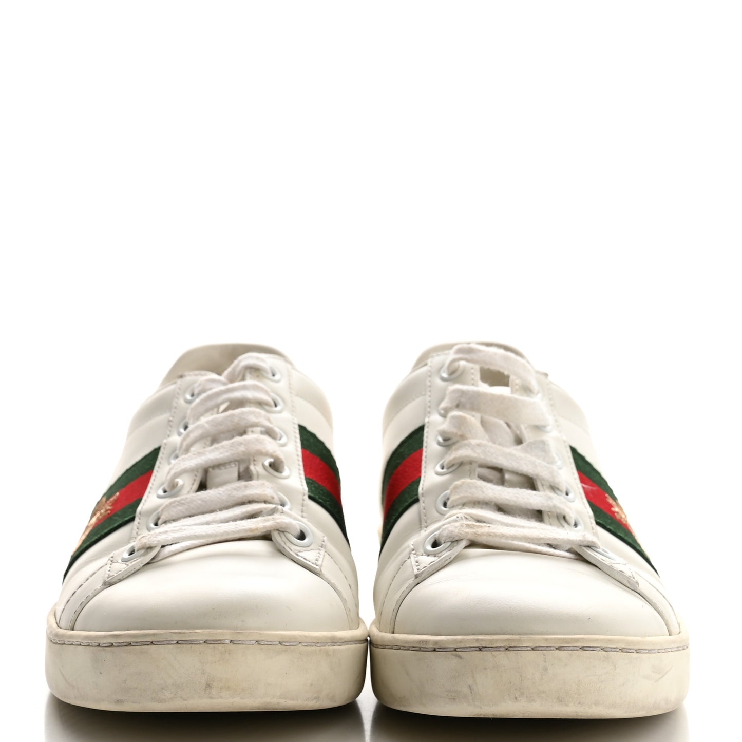 Calfskin Ayers Bee Embroidered Womens Ace Sneakers 36.5 White Green
