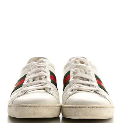 Gucci Calfskin Ayers Bee Embroidered Womens Ace Sneakers 36.5 White Green 3 of 11
