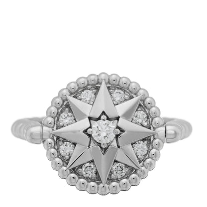 Christian Dior 18K White Gold Diamond Rose Des Vents Pave Ring 49 5 1 of 6