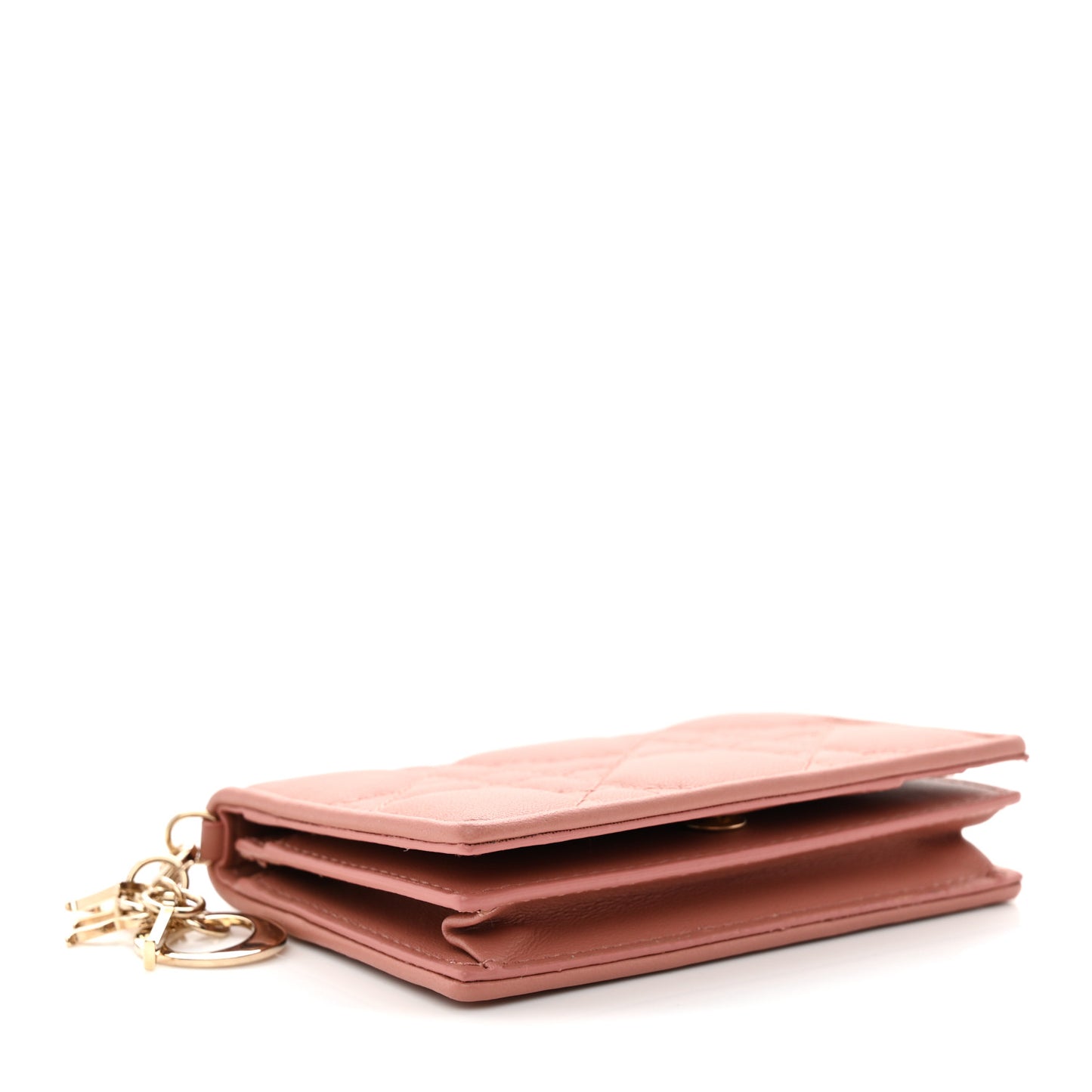 Lambskin Cannage Small Lady Dior Flap Card Holder Deep Nude