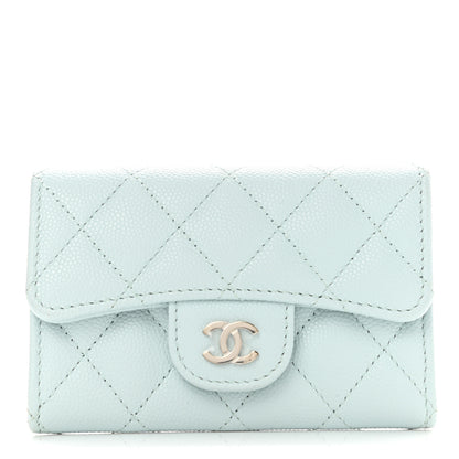 Chanel Caviar Quilted Flap Card Holder Wallet Light Blue 1 of 8