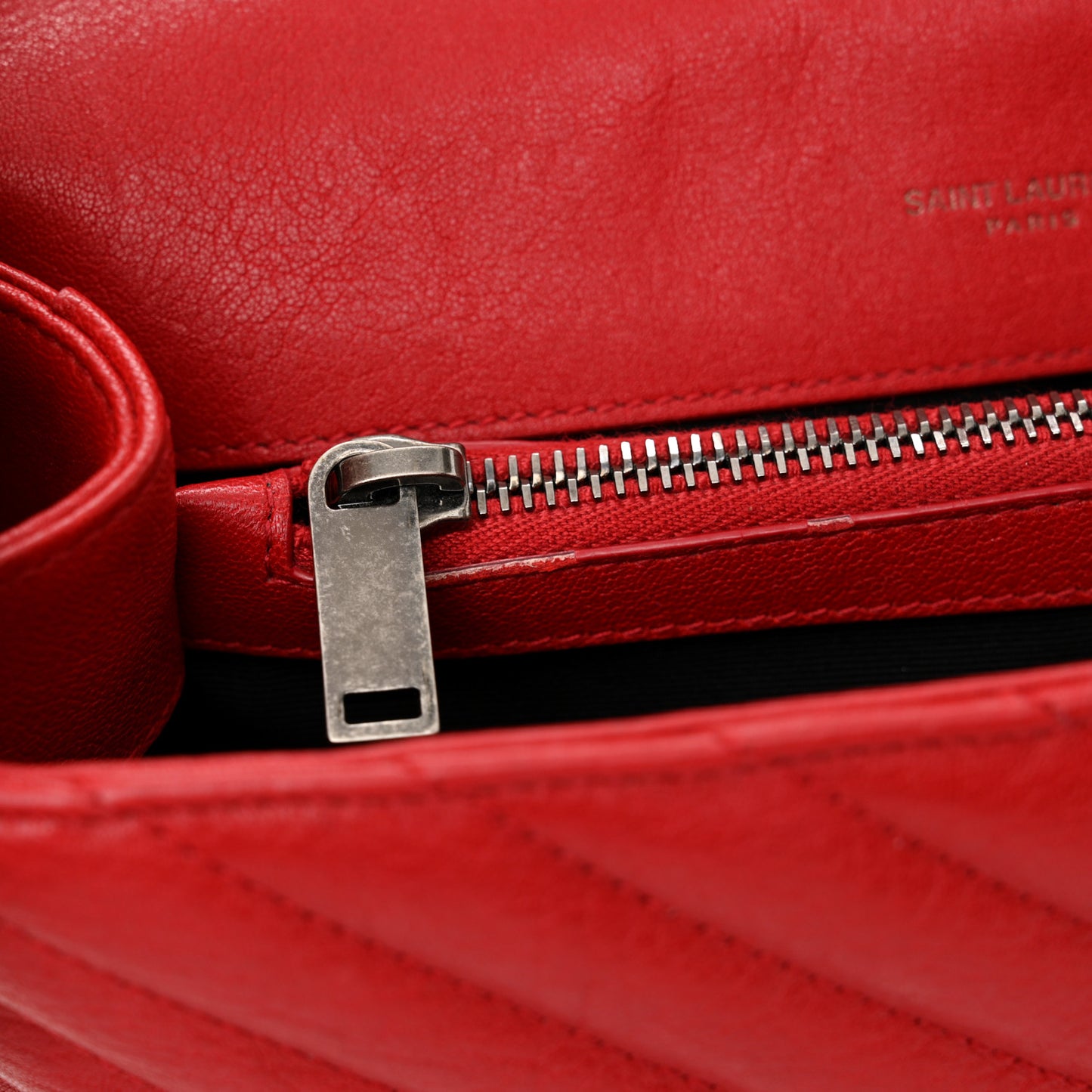 Sheepskin Matelasse Chevron Monogram Medium College Bag Rouge
