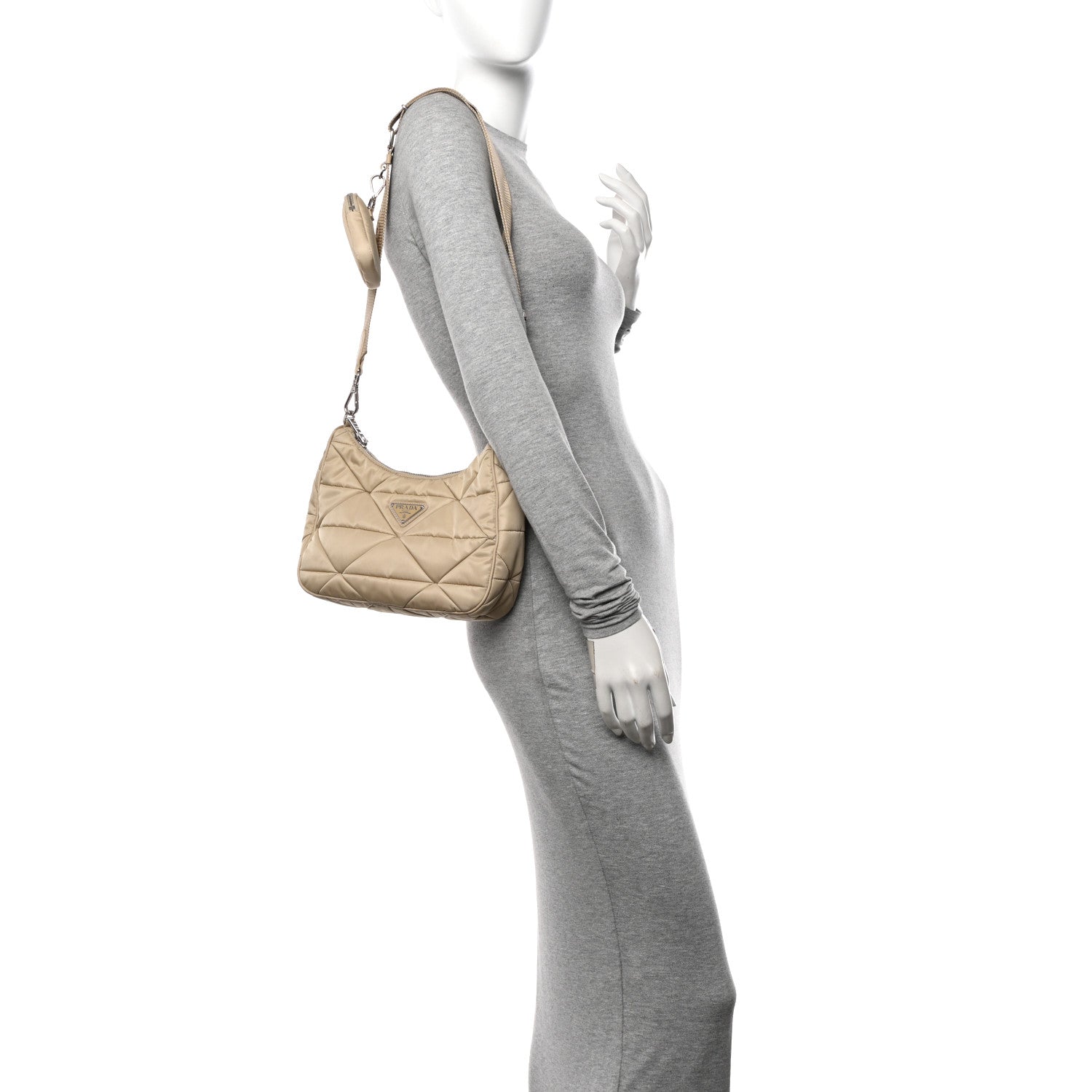 Prada Re-Nylon Triangle Quilted Padded Patchwork System Shoulder Bag Deserto 2 of 11