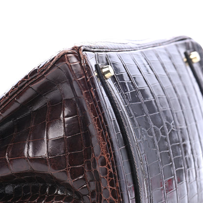 Hermes Shiny Porosus Crocodile Birkin 35 Cocoan 6 of 31