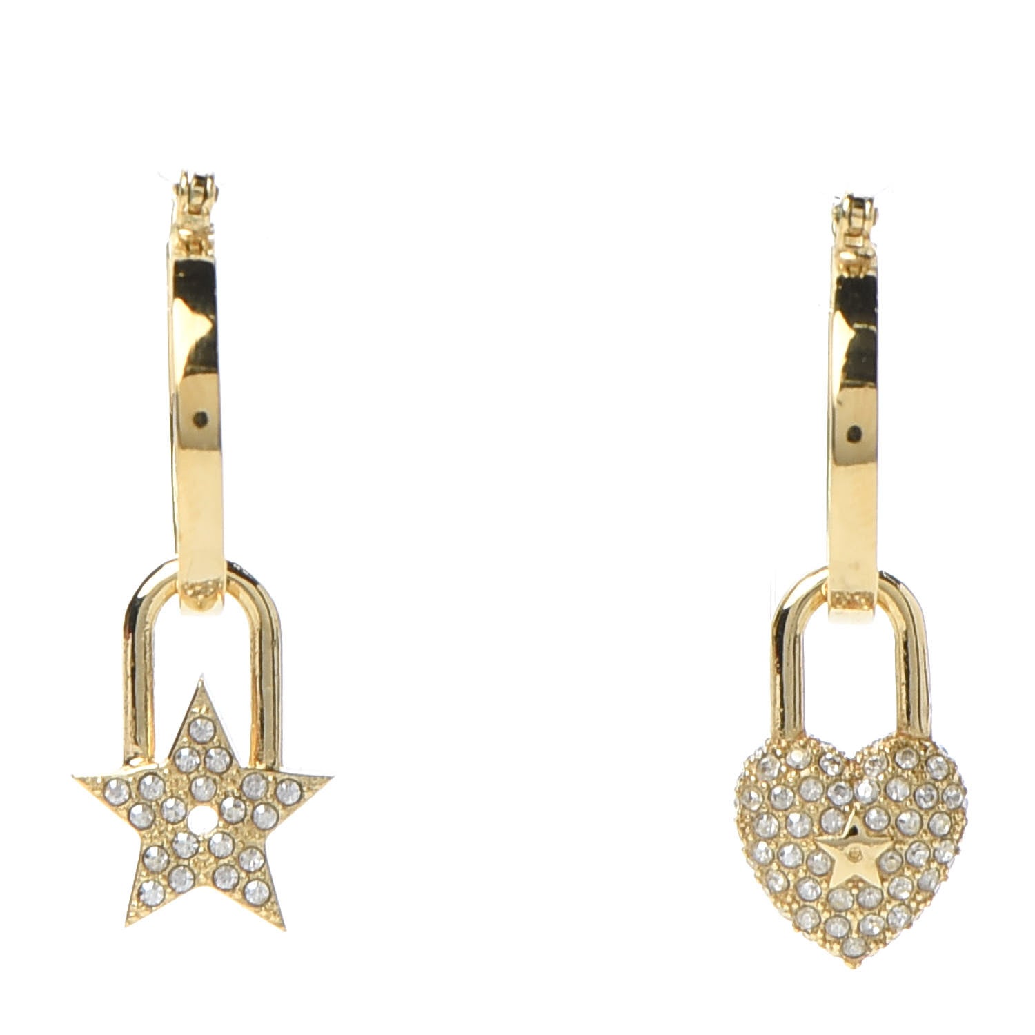 Christian Dior Crystal Lucky Locket Earrings Gold 1 of 5