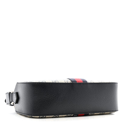Gucci GG Supreme Monogram Textured Dollar Calfskin Web Small Ophidia Camera Bag Beige Blue 4 of 12